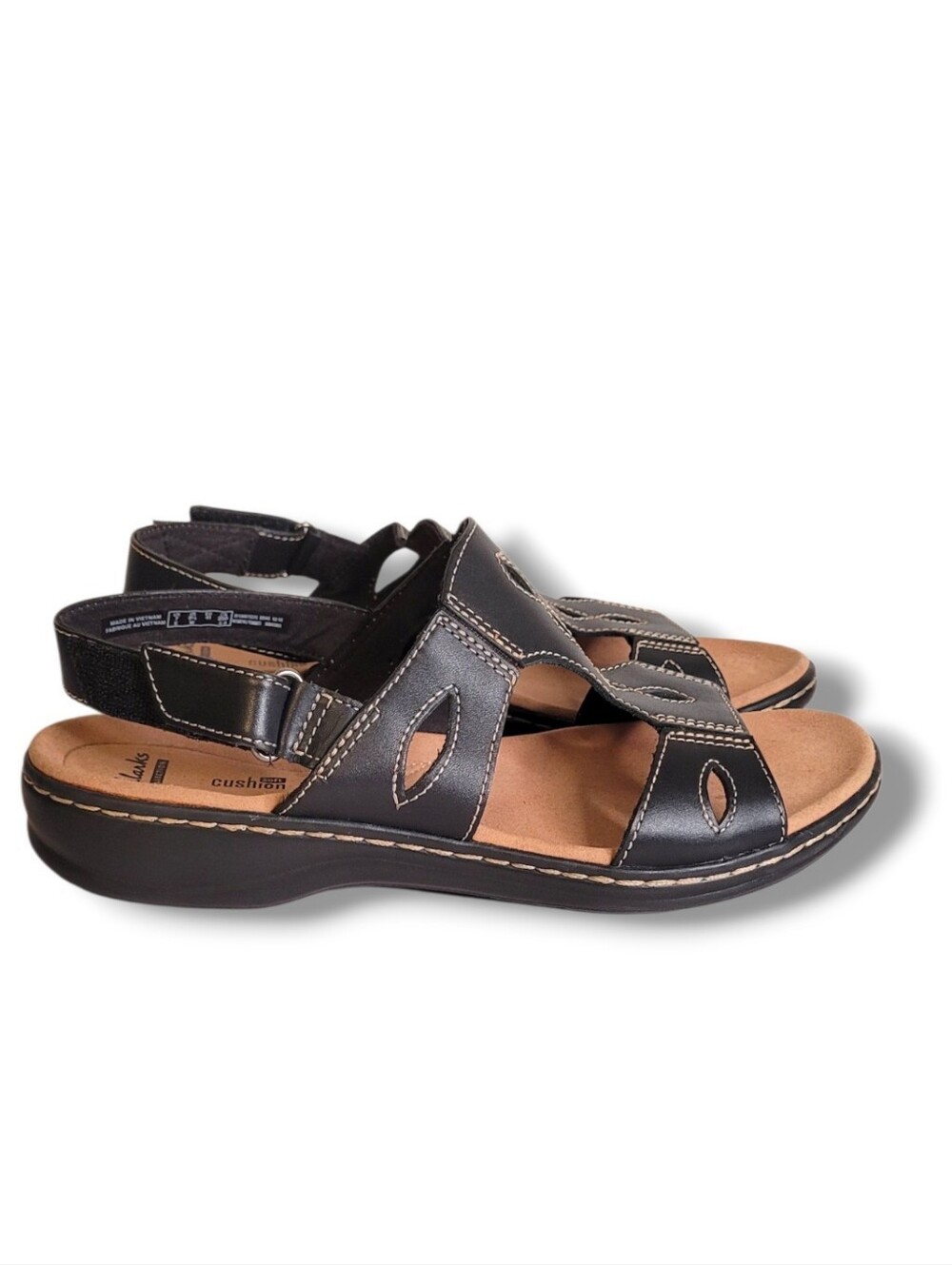 Clarks Leisa Lakelyn Black Leather Sandals